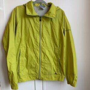 Columbia Omni-Shield Windbreaker Jacket Womens Large Lime Green Full Zip Hooded